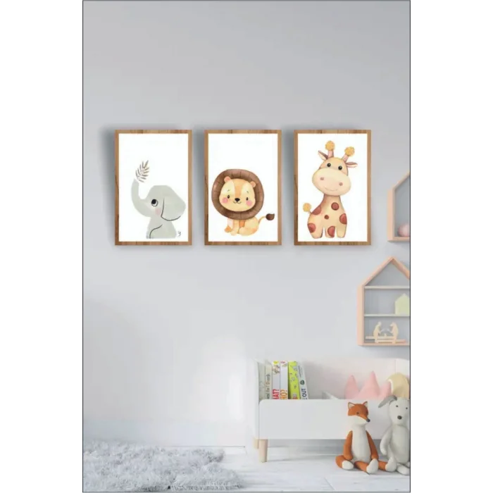 Çocuk Odası Safari Dekoratif Retro Mdf Tablo ( Çerçeve Görünümlü )