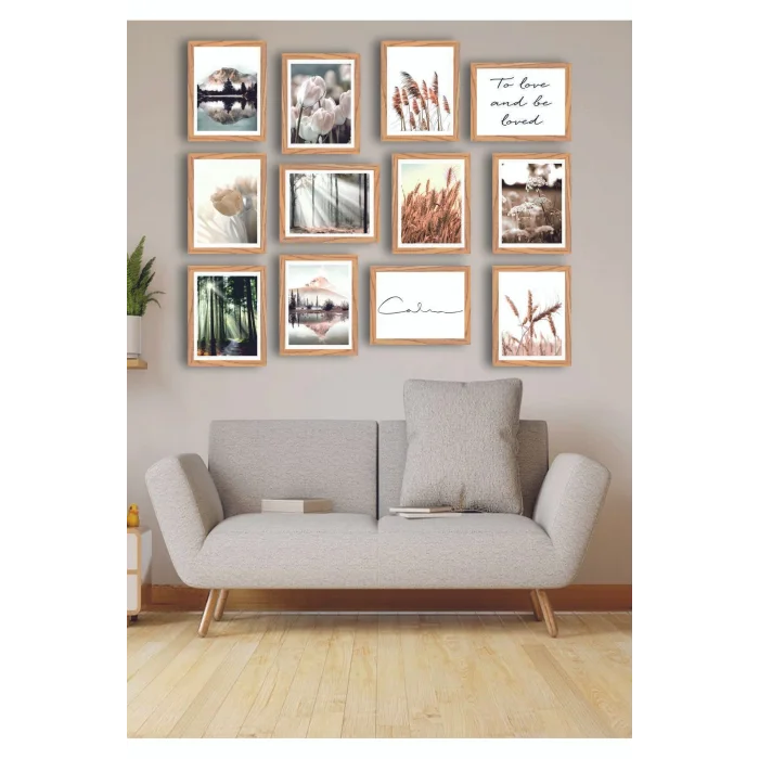 12 Parça Çerçeve Görünümlü Mdf Tablo Seti