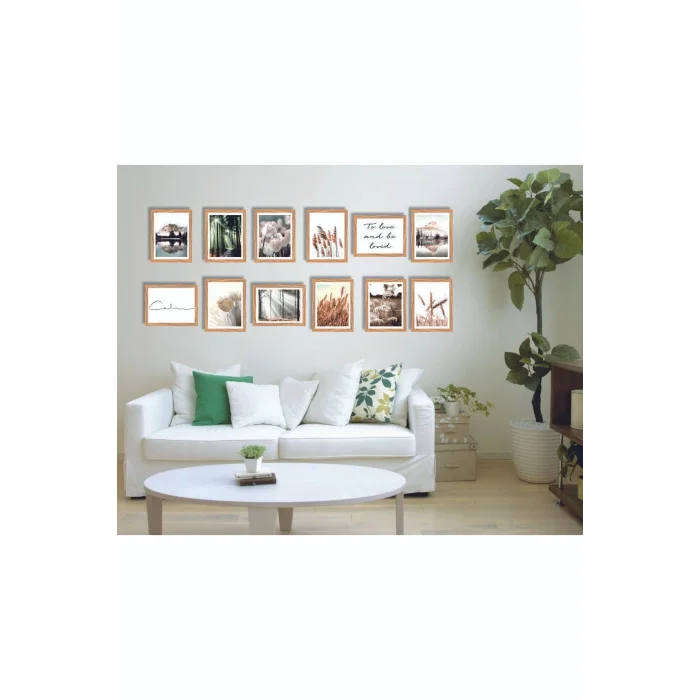 12 Parça Çerçeve Görünümlü Mdf Tablo Seti