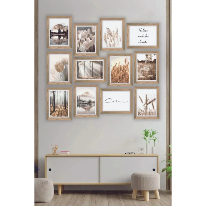 12 Parça Çerçeve Görünümlü Mdf Tablo Seti