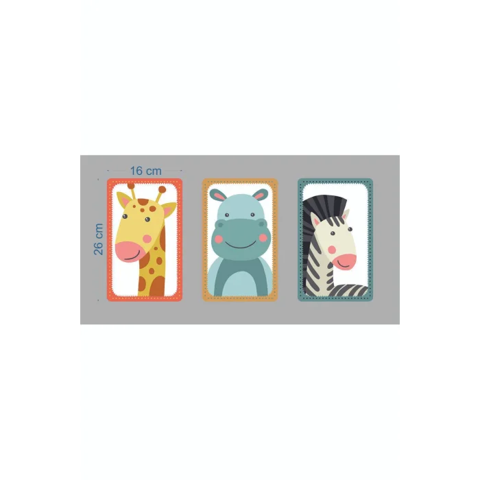 Çocuk Odası Tablo - Safari Hayvanları - Çocuk Odası Dekorasyon - Zürafa - Su Aygırı - Zebra