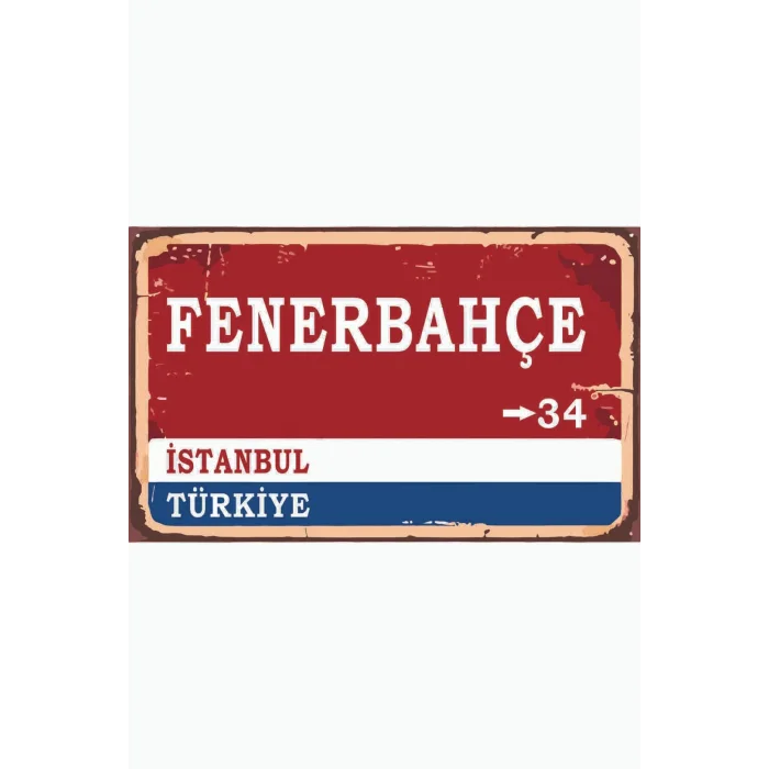 Fenerbahçe Yön Tabelası Retro Vintage Ahşap