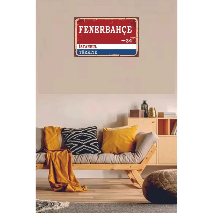 Fenerbahçe Yön Tabelası Retro Vintage Ahşap