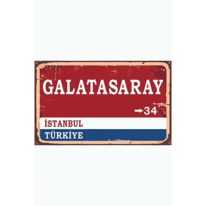 Galatasaray Yön Tabelası Retro Vintage Ahşap