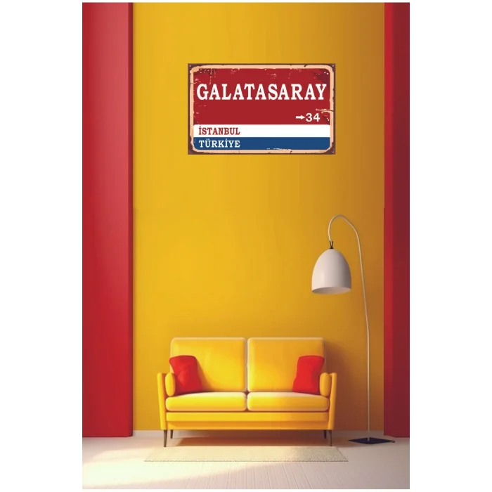 Galatasaray Yön Tabelası Retro Vintage Ahşap