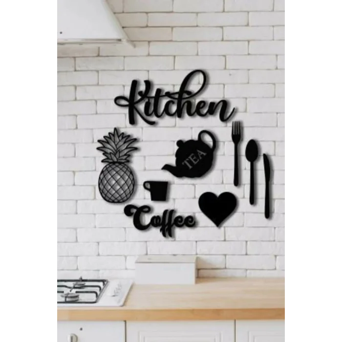 Kitchen 9 Parça Mutfak Lazer Kesim Ahşap Duvar Dekorasyon Ürünü