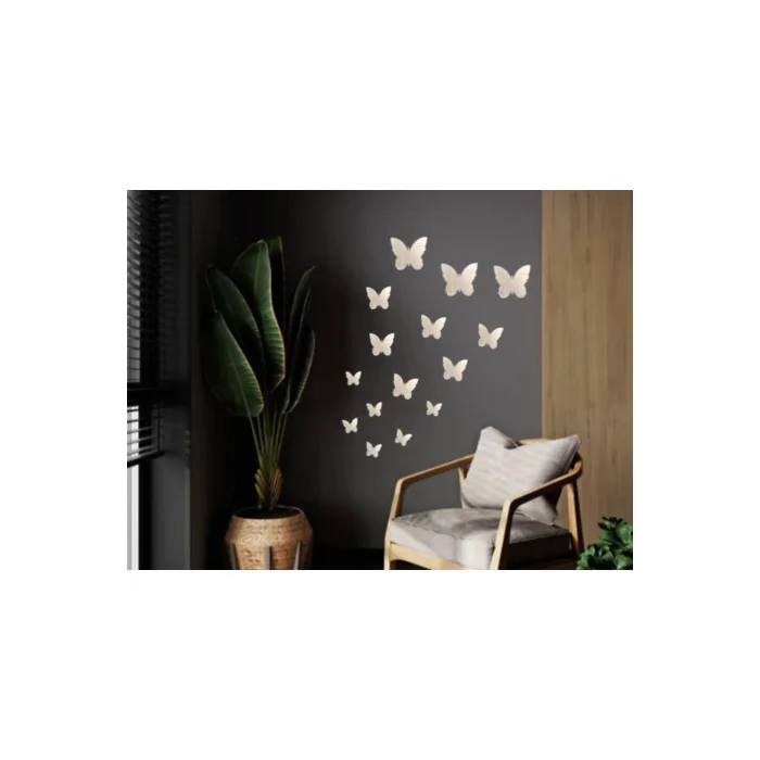 Dekoratif Ayna Pleksi Kelebek Duvar Süsü ( Yapışkanlı )