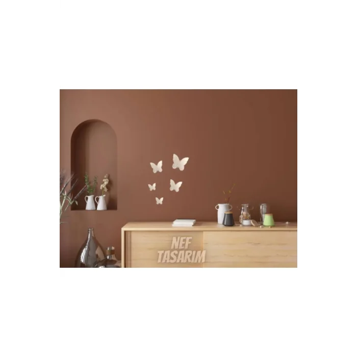 Dekoratif Ayna Pleksi Kelebek Duvar Süsü ( Yapışkanlı )