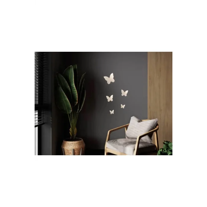 Dekoratif Ayna Pleksi Kelebek Duvar Süsü ( Yapışkanlı )