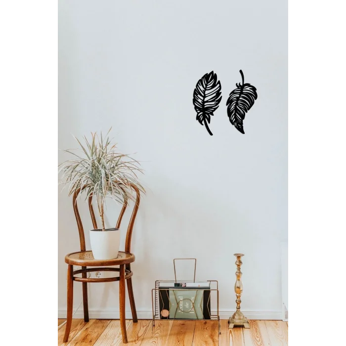 Ahşap Dekoratif Ikili Yaprak Seti Lazer Kesim Ahşap Duvar Dekorasyon