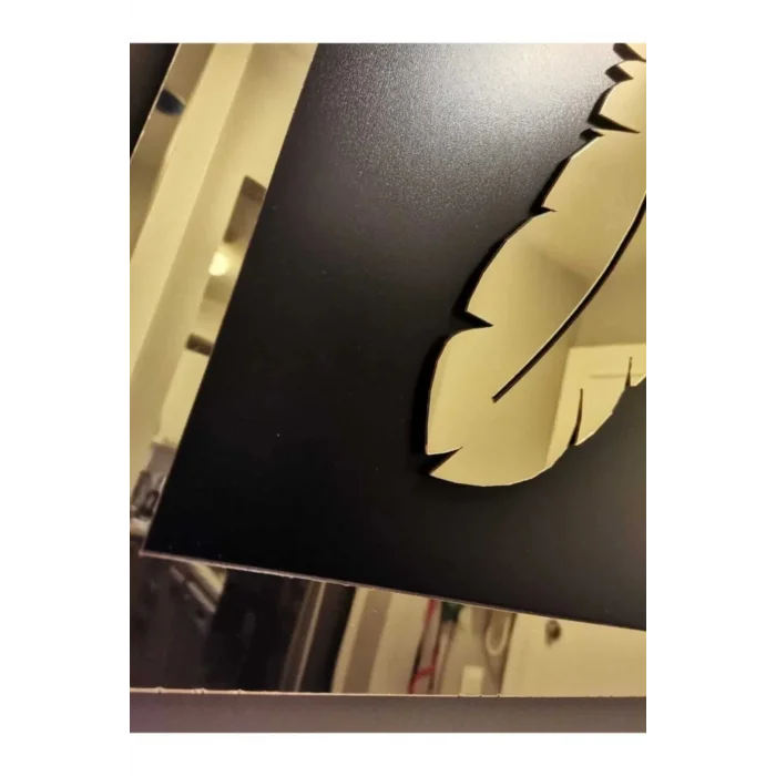 Gold Pleksi Aynalı Duvar Tablo Dekor Tüy