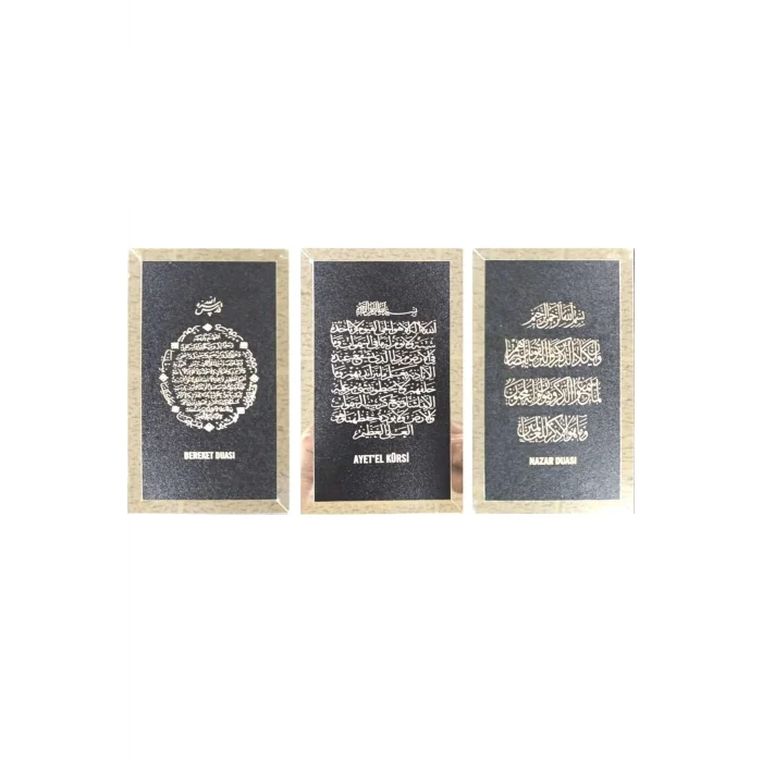 3lü Dua Seti (bereket,ayetel Kürsi, Nazar Duaları) Siyah/gümüş