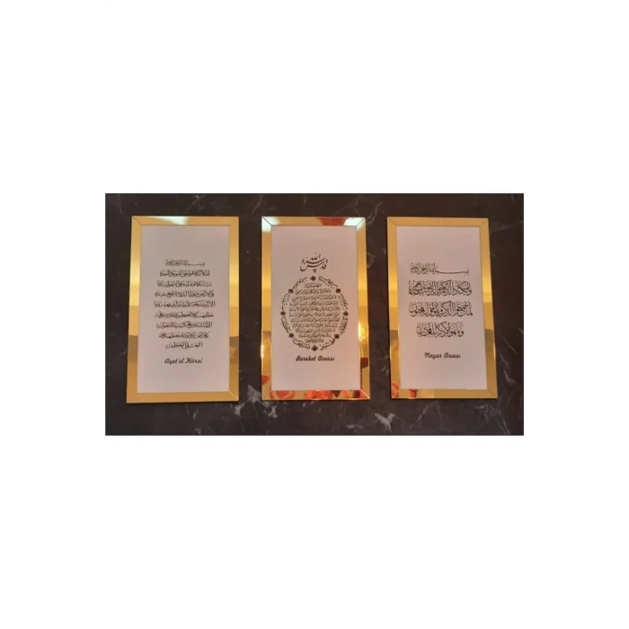 3lü Dua Seti (bereket,ayetel Kürsi, Nazar Duaları) Beyaz/gold