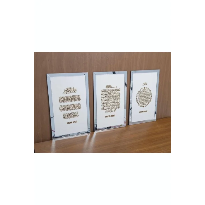 3lü Dua Seti (bereket,ayetel Kürsi, Nazar Duaları) Beyaz/gümüş