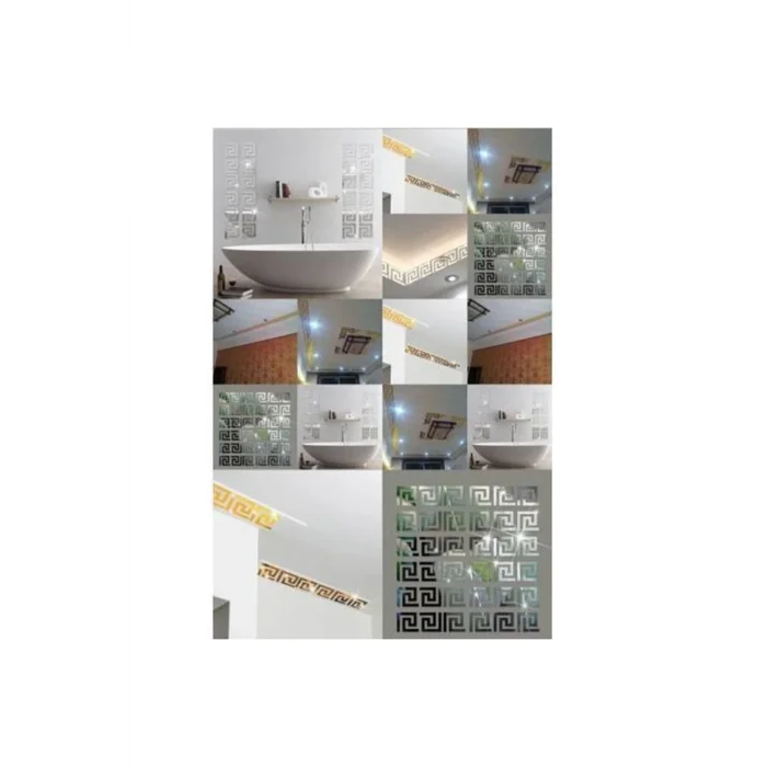 Dekoratif Labirent 10x Pleksi Dekor Ayna 7x7cm Tavan Antre Mobilya Duvar Dekorasyon