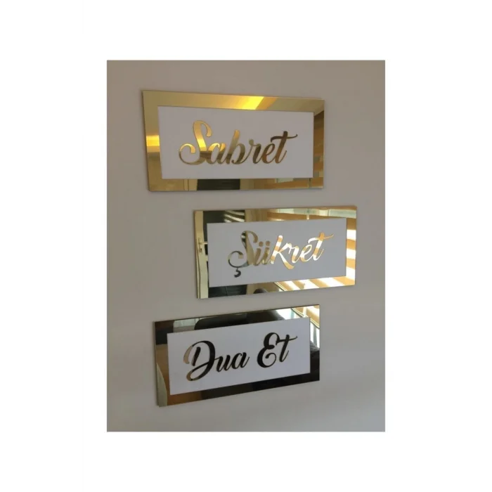Sabret Şükret Dua Et 3lü Set Beyaz Gold