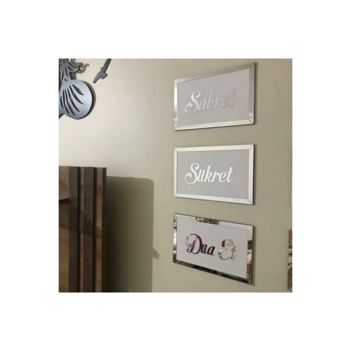 Sabret Şükret Dua Et 3lü Set Beyaz Gümüş 20x13