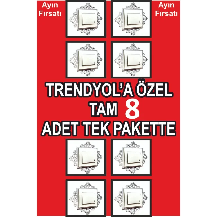 Priz Anahtar Çerçevesi 8 Adet Gümüş