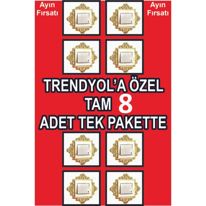 Priz Anahtar Çerçevesi 8 Adet Gold