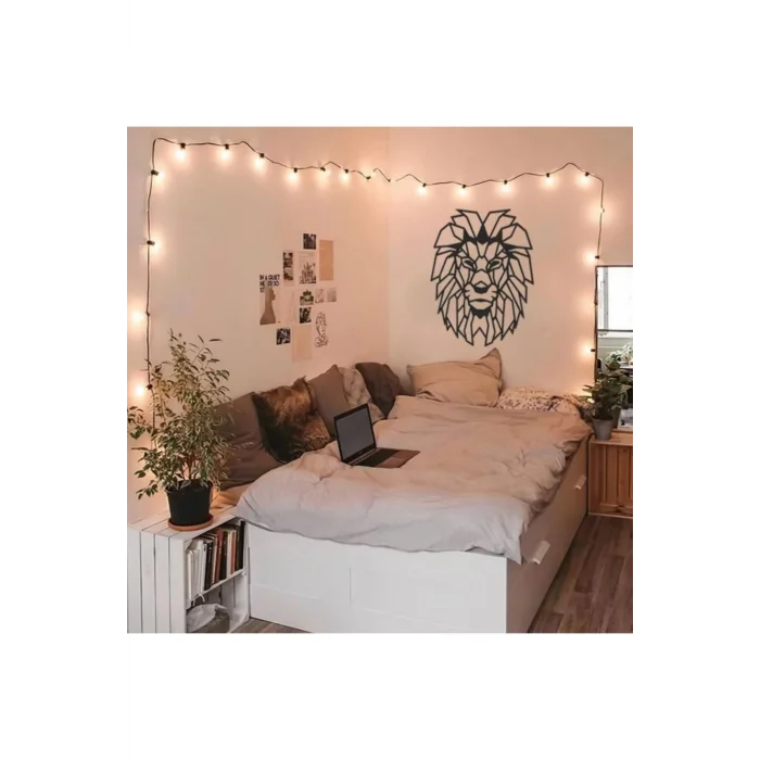 Aslan Geometrik Dekoratif Ahşap Duvar Tablosu