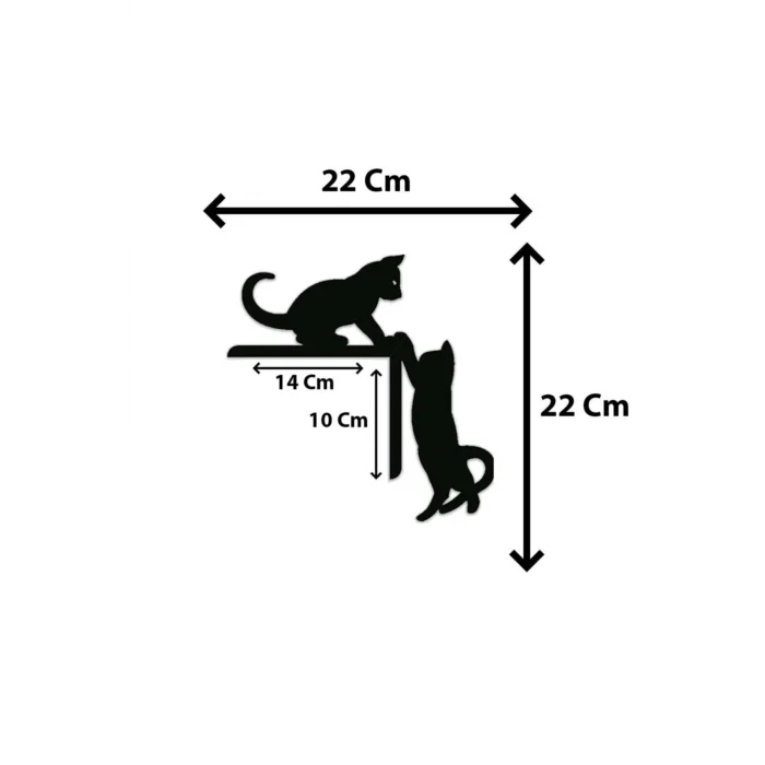 Sağ Köşe Süsü Sevimli Kediler Siyah Lazer Kesim
