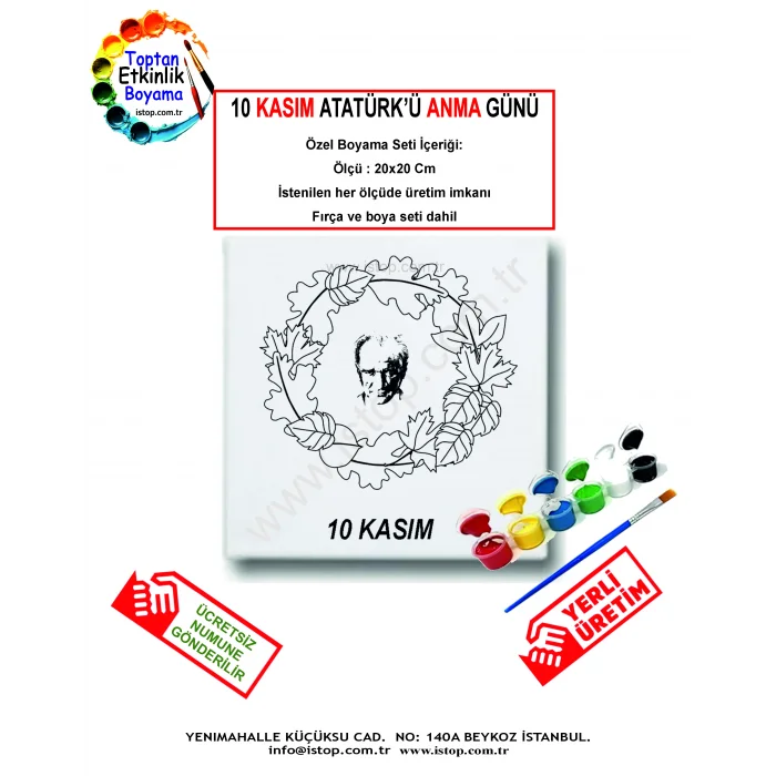 10 Kasım Atatürk’ü Anma Günü Özel Tuval Boyama Seti (Çelenk Tasarımlı)