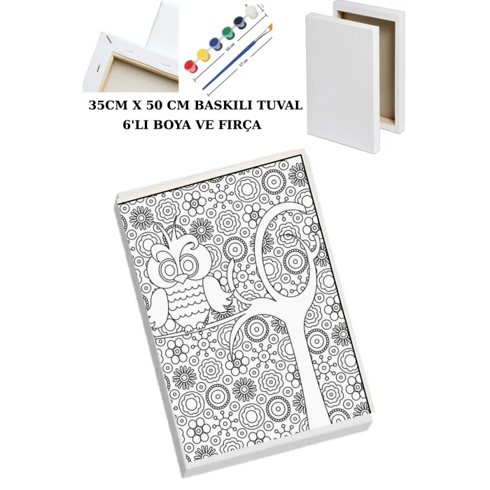 Mandala Desenli Tuval Boyama Seti | Çocuklar ve Yetişkinler İçin Kanvas Boyama Tablosu | Eğitici Sanat Etkinliği