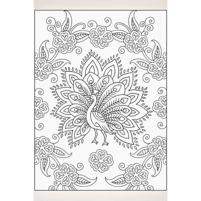 Tavus Kuşu Mandala Tuval Boyama Seti | 35x50 cm Kanvas Boyama Tablosu | Çocuk ve Yetişkin Sanat Etkinliği
