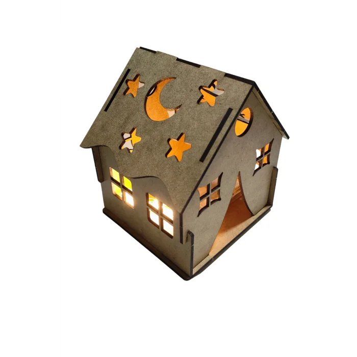 Büyük Ev Gece Lambası LED’li Boyama Seti | Çocuklar İçin Ahşap Boyama Etkinlik Ürünü | MDF Dekoratif Lamba