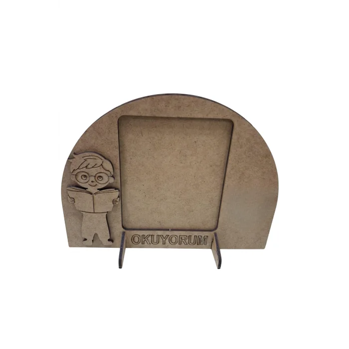 Erkek Çocuk Okuyorum Çerçeve Boyama Seti | Çocuklar İçin Ahşap Boyama Etkinlik Ürünü | MDF Fotoğraf Çerçevesi