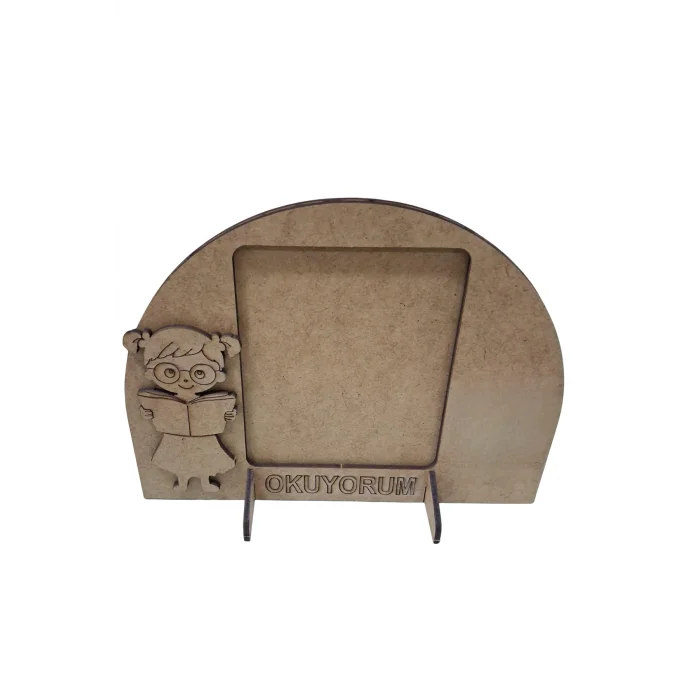 Kız Çocuk Okuyorum Çerçeve Boyama Seti | Çocuklar İçin Ahşap Boyama Etkinlik Ürünü | MDF Fotoğraf Çerçevesi