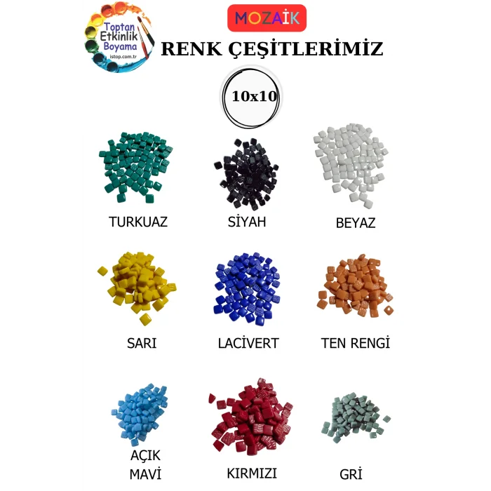 200 Gram 10x10mm Mozaik Taş – | Mozaik Atölye Seti | Cam Mozaik