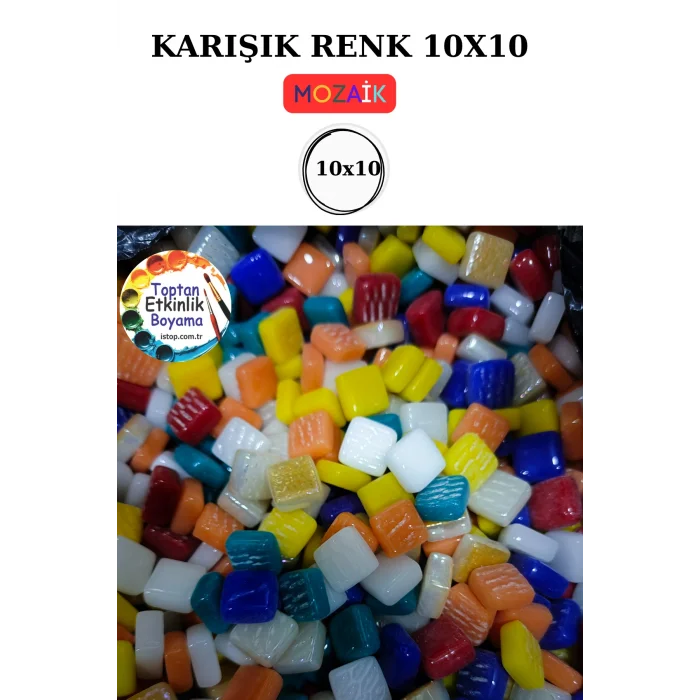 100 Gram 10X10 mm Mozaik Taş – 10X10 mm | Mozaik Atölye Seti | Cam Mozaik