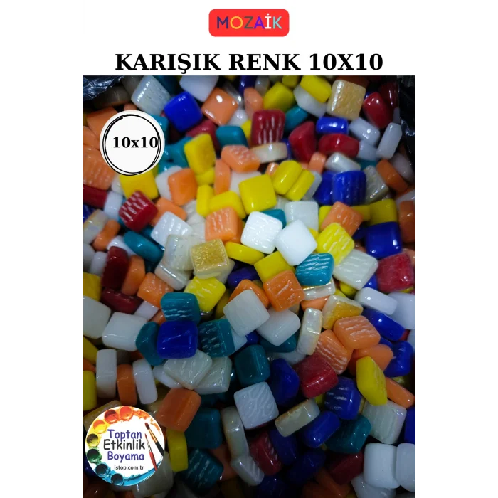 100 Gram 10X10 mm Mozaik Taş – 10X10 mm | Mozaik Atölye Seti | Cam Mozaik