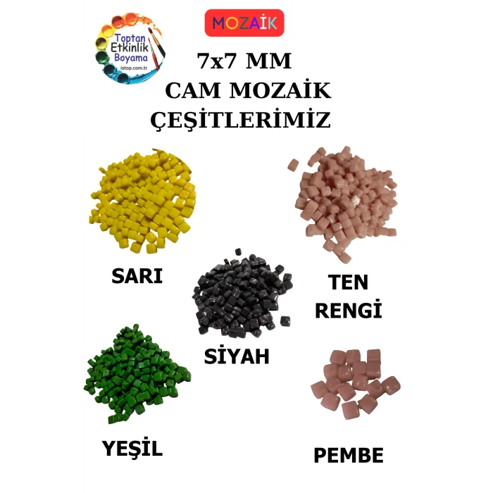 100 Gram Renkli Mozaik Seti – 7x7 mm Cam Mozaik| Çocuk Etkinlik ve Sanat Projeleri İçin