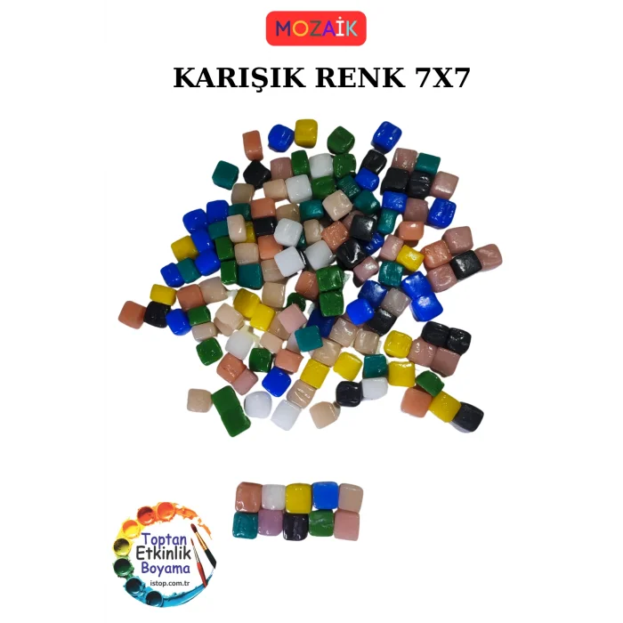 100 Gram Renkli Mozaik Seti – 7x7 mm Cam Mozaik| Çocuk Etkinlik ve Sanat Projeleri İçin