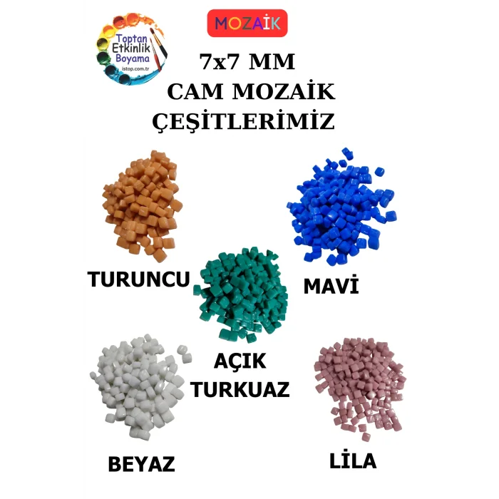 200 Gram Mozaik Taş – 7X7 mm | Mozaik Atölye Seti | Cam Mozaik