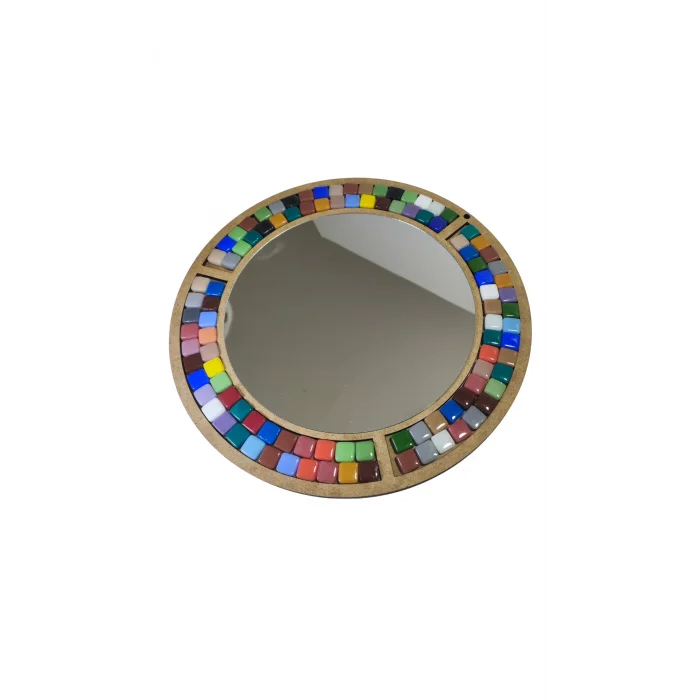 Aynalı Mozaik Daire Seti 23x23 cm | Çocuklar ve Yetişkinler İçin Mozaik Ayna Etkinlik Ürünü | MDF Mozaik Set