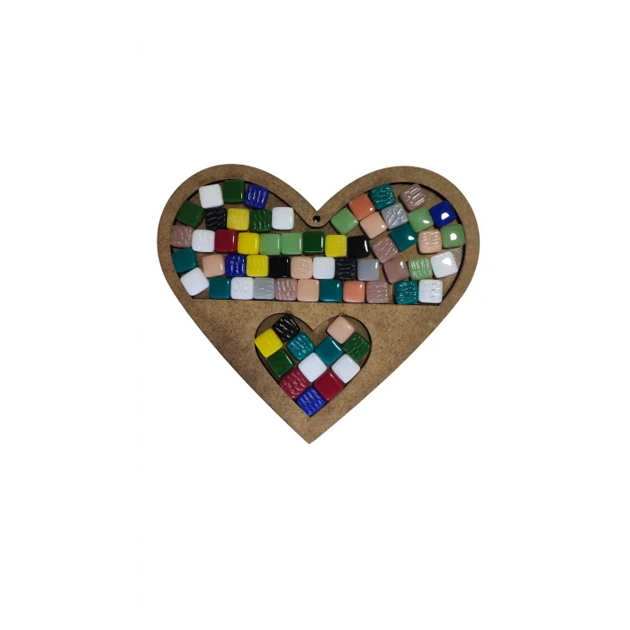 Ekonomik Kalp Mozaik Seti | Çocuklar İçin Eğitici Mozaik Etkinlik Ürünü | MDF Kalp Mozaik Boyama