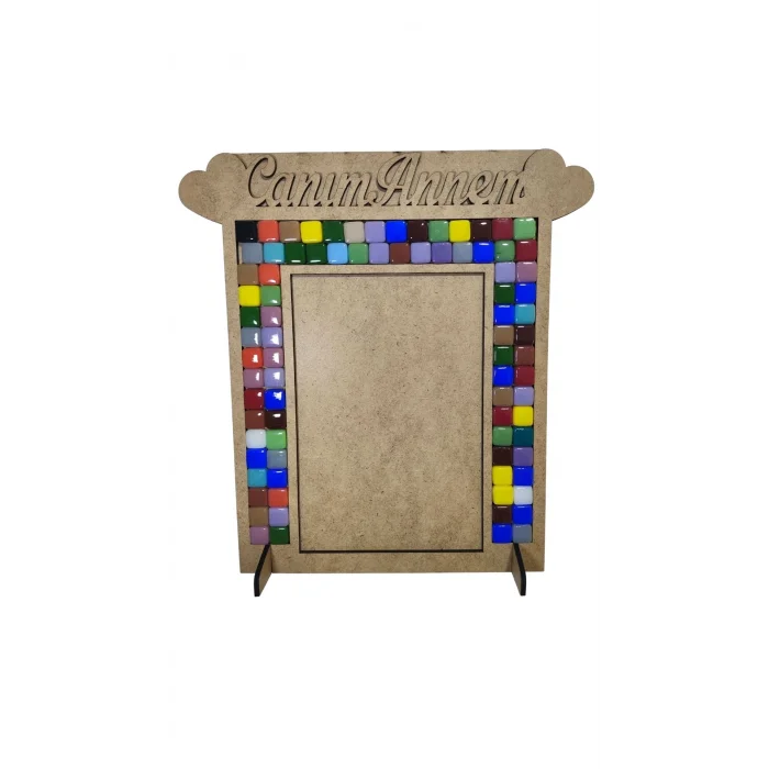 Büyük Boy Canım Annem Mozaik Çerçeve Seti | Anneler Günü Hediyelik Mozaik Etkinlik Ürünü | MDF Fotoğraf Çerçevesi