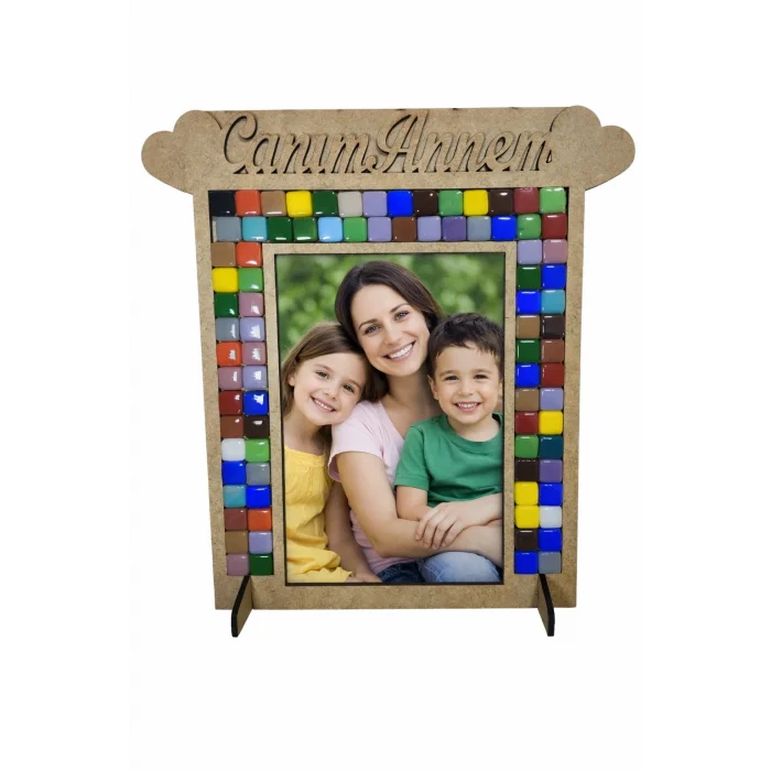 Büyük Boy Canım Annem Mozaik Çerçeve Seti | Anneler Günü Hediyelik Mozaik Etkinlik Ürünü | MDF Fotoğraf Çerçevesi