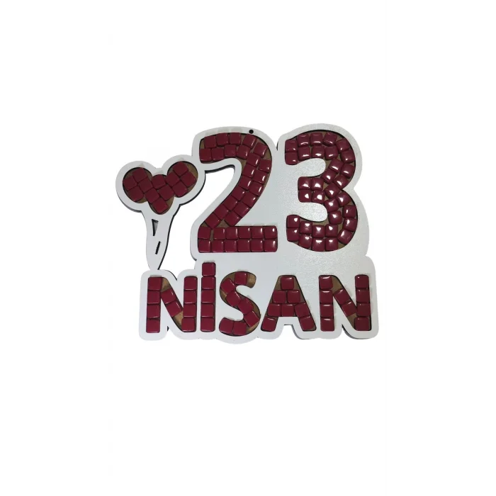 (Çoklu Alım) 23 Nisan Beyaz MDF Mozaik Seti | Kırmızı Taşlı Özel Bayram Etkinlik Ürünü | Çocuklar İçin 23 Nisan Etkinliği