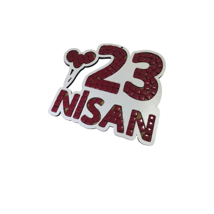 (Çoklu Alım) 23 Nisan Beyaz MDF Mozaik Seti | Kırmızı Taşlı Özel Bayram Etkinlik Ürünü | Çocuklar İçin 23 Nisan Etkinliği