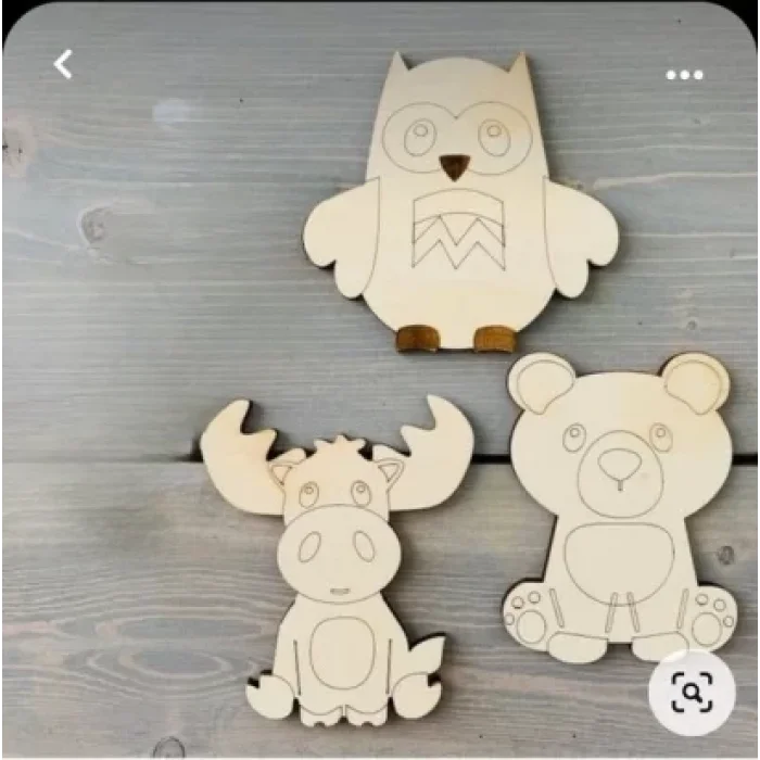 Ahşap Boyama Baykuş Ayı Gergedan