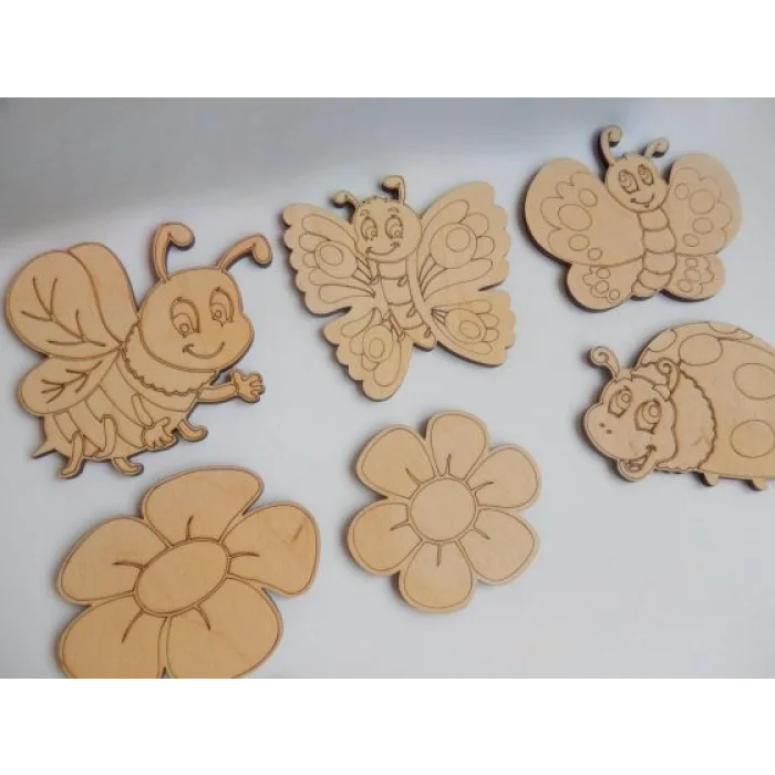 Ahşap Boyama Kelebek Çiçek