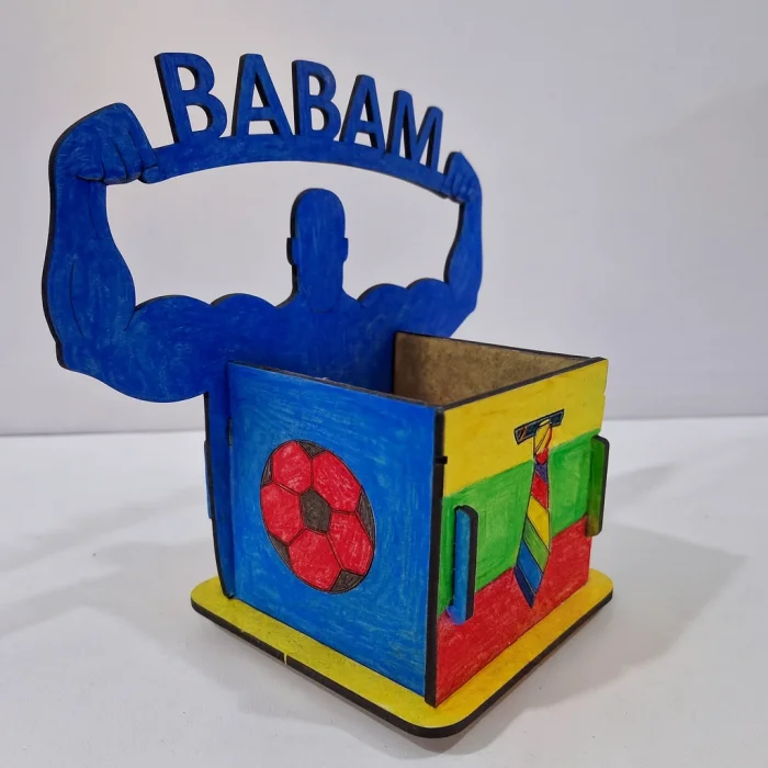 Babam Kalemlik | Babalar Günü Ahşap Boyama Seti | Çocuklar İçin Eğlenceli ve Anlamlı Etkinlik | MDF Atölye (TOPTAN)