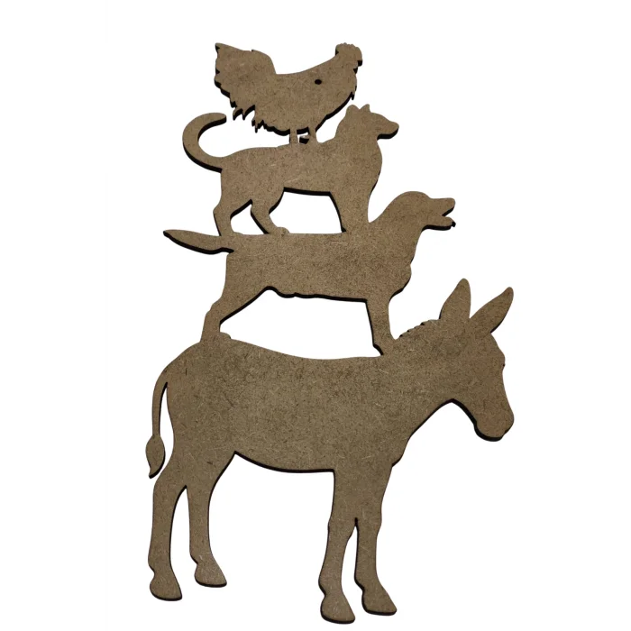 Bremen Mızıkacıları Ahşap Boyama Ürünü | Çocuklar İçin Eğitici Masal Etkinliği | MDF Figür (Demonte)