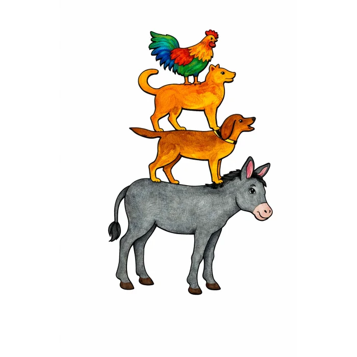 Bremen Mızıkacıları Ahşap Boyama Ürünü | Çocuklar İçin Eğitici Masal Etkinliği | MDF Figür (Demonte)