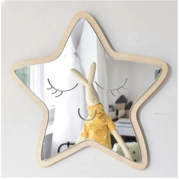 Bulut Yıldız Tavşan Mdf Pleksi Ayna Çocuk Odası Süsleri 3 Lü Set