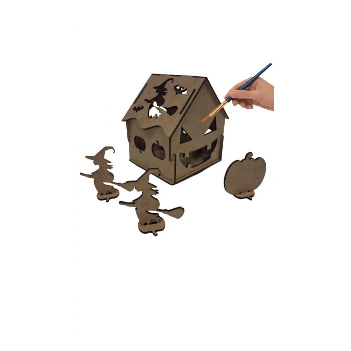 Cadılar Bayramı Halloween Ev – MDF Boyama ve Süsleme Seti | Etkinlik ve Sanat Çalışmalarına Uygun